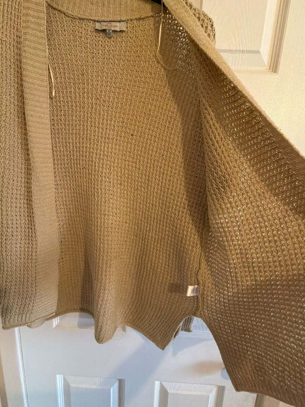 Casa Cabana Tan Waffle Knit Open Front Cardigan Sweater HOM1159-F - Picture 5 of 11